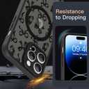 ZIYE Magnetic Case for iPhone 14 Pro Max 6.7 Inch [Compatible with MagSafe] Hard PC and Soft TPU Case with Black Bow Butterflies Anti-Scratch Shockproof Protection Phone Cover for Women - Black