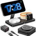 Trendy 3 in 1 Travel Charging Station for Apple Devices, Foldable Magnetic Wireless Charger Stand Compatible with MagSafe, Fast Wireless Charging Pad for iPhone 16/15/14/13/12 & AirPods & Apple Watch