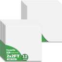 Smooth White Drop Ceiling Tiles 2ft x 4ft, PVC Panels Waterproof, Washable, 10 Pack Fire-Rated to Prevent Breakage Cover 48 Sq. Ft, for Basement, Kitchen, Bathroom, Office