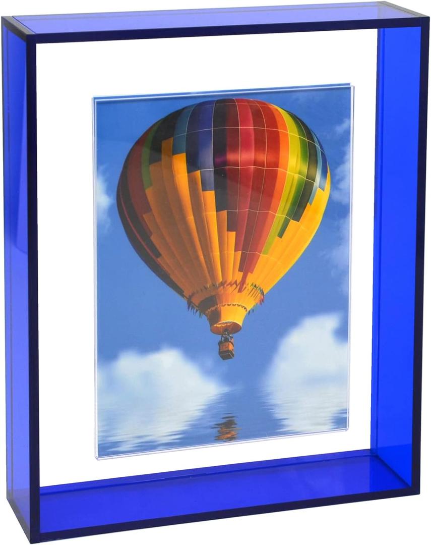 8x10 Acrylic Picture Frame Neon Floating Photo Frame for Wall Mount and Tabletop Decorative in Gallery Home Office, Klein Blue