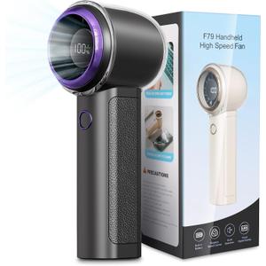 Portable Handheld Turbo Fan, 1-100 Speed Hand Fan with Air Turbo Tech and Digital Display, 13000 RPM Rechargeable for Outdoor Activities,Travel,Working (Grey)