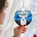 2 x Christmas Ornaments: Stained Glass Ornament, Christmas Tree Ornament, Hanging Ornaments for Home Decor & Xmas Tree Decorations Exquisite Holiday Decor, Gifts & Holiday Present - Deer