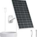 13W Solar Panel for Outdoor Security Cameras, USB-C, Micro USB & 5.5x2.1mm DC Output, 360 Mount, IP66 Waterproof, 7.2FT Cable, Compatible with 5V Battery Powered Cameras