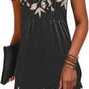 ETCYY Sundresses for Women 2026 Vacation Swim Cover up Beach Dresses Button Down Sleeveless Boho Floral V-Neck Summer Dress (4XL)