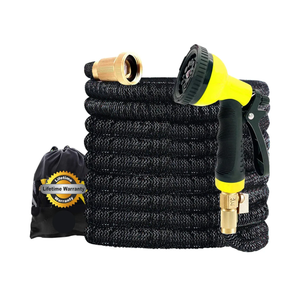 Expandable Garden Hose 50 ft with 10 Function Nozzle Sprayer, Lightweight Flexible Water Hose with Durable Collapsible Latex Core & Solid Brass Fittings, 50ft Retractable Stretch Hose, Black