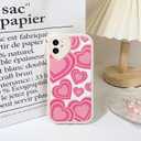 Lovmooful Compatible for iPhone 12 Case Cute Heart with Love Lens Bumper Protector for Girls Women Soft TPU Shockproof Protective Girly for iPhone 12-Pink Heart