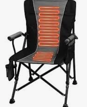 Heated Camping Chair with 3-Zone Heating & Massage - 20000mAh 12V Battery, 3 Heat Levels, 600lbs Capacity - Portable Folding Chair for Outdoor, Camping, Fishing (Black)