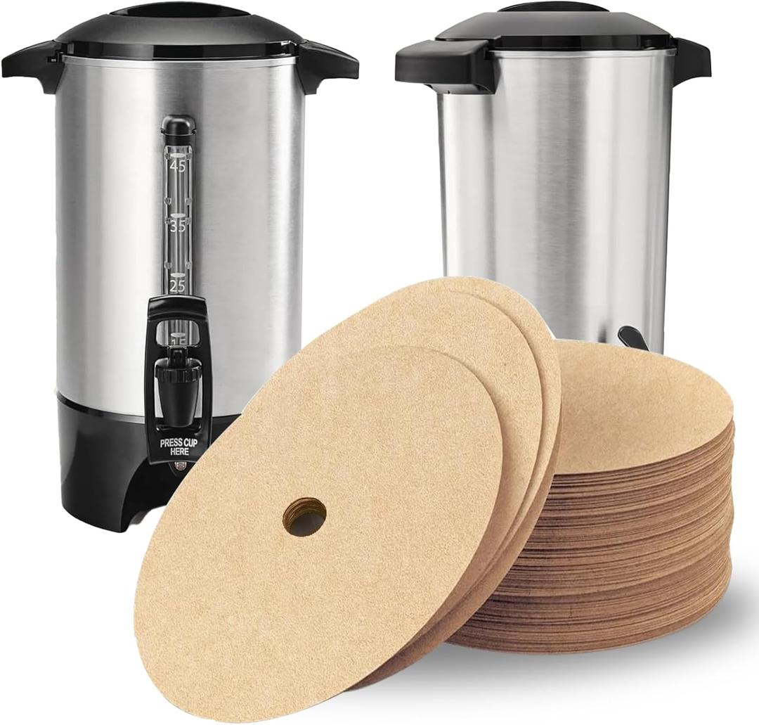 Percolator Coffee Filters - 50 Pcs Disposable Disc Coffee Paper Filter for Hamilton Beach 45 Cup Coffee Urn, Round Natural Paper Filters for Catering Home Party Office