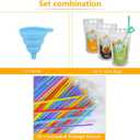 100 Pcs Zipper Plastic Pouches Drink Bags, Heavy Duty Hand-Held Translucent Frosted Reclosable Stand-up Bag 2.4" Bottom Gusset with 100 pcs Straws & Funnel Included