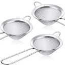 Patelai 3 Pieces Tea Strainers Cocktail Strainer Stainless Steel Fine Mesh Strainer Colander Conical Food Loose Tea Filter Practical Bar Colander Tool