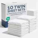 Bulk Case Pack of 10 Sheet Sets - Complete 4 Piece Sheet Sets - Bulk Twin XL Bedding - Wholesale Case Pack for Hotel, Spa & Airbnbs - Deep Pocket & Wrinkle Free - Cooling & Breathable - Twin XL, White