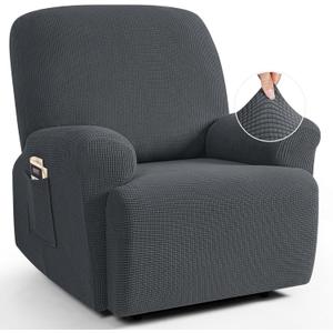 TAOCOCO Oversized Recliner Chair Covers, 1 Seater Streach Recliner Covers Soft Couch Protector Furniture Protector Covers with Elastic Chair Cover Jacquard Pattern (Charcoal Grey)
