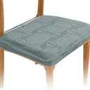 Seat Covers For Dining Chairs - Stretch Jacquard Chair Seat Covers Slipcover Set of 2, Removable Washable Chair Seat Protector for Dining Room, Kitchen, Restaurant, Banquet, No Rear, Pine Green