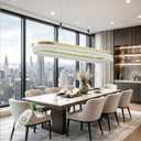 Gold Led Chandelier,Dimmable Modern Chandelier,39.37inch Led Chandelier Kitchen Island Lighting,Luxury Modern Led Pendant Light Height Adjustable Gold Dining Room Light Fixture Over Table