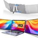 Triple Screen Laptop Monitor Extender - 2.5K QHD IPS Triple Portable Monitor for Laptop 13.3-17 Inch, Plug Play and Compatible with MacOS/Wins/Chrome/Dex (Silver)