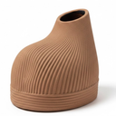 Ceramic Small Flower Vase Floral Container Modern Aesthetic Table Centerpiece Tabletop Ornament for Entrance Desk Housewarming Gift, Brown (Terracotta)