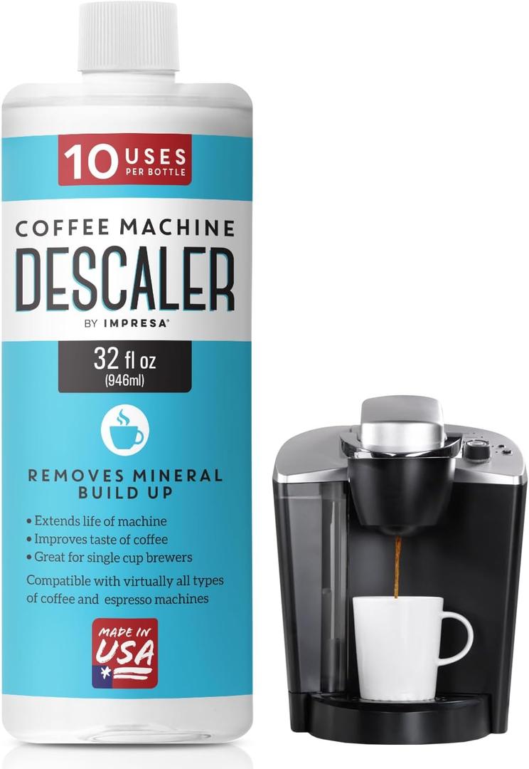IMPRESA 10 Uses 32oz Coffee Machine Descaler for Keurig and Virtually All Single Use Coffee and Espresso Machines - Made in the USA