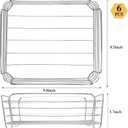 Blulu 6 Pcs Wire Bread Baskets for Serving 9.8 x 8.5 x 3.7 Inch Small Metal Chrome Rounded Square Silver Fast Food Basket Storage for Fruits Bread Burger Serving Organizing