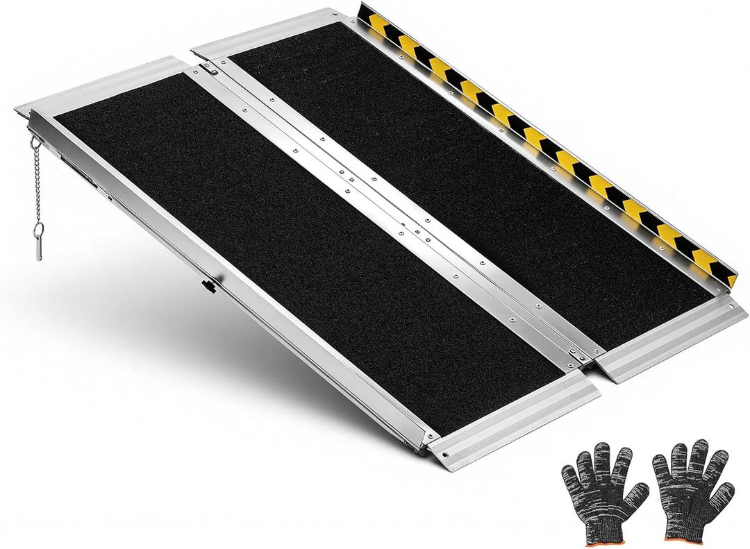 VEVOR Portable Wheelchair Ramp, 3FT, Non-Slip Aluminum Folding Handicap Ramp for Wheelchair, 800 lbs Capacity, Door Threshold Ramps for Home Steps, Stairs, Entry, Threshold, Doorways, Scooter, Curbs