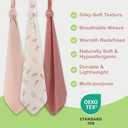 100% Organic Cotton Muslin Baby Blanket 3 Pack - Breathable Swaddle, Hypoallergenic Double-Layer, Versatile Use (Pink, Floral, Rust, 38x40 Inch)