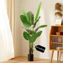 4FT Artificial Bird of Paradise Plant, Lifelike Faux Tropical Tree with 10 Lush Banana Leaves, Tall Artificial Plants Indoor for Living Room Bedroom Decor, Black Pot(4FT)