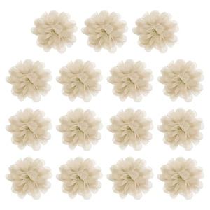 YELARXI Chiffon Flowers, Sewing Fabric Appliques, Chiffon Flowers Appliques - Fitting for (Women/DIY Crafts/Headbands/Hair Accessories/Wedding/Party/Corsage) 2 Inch & 15 Pack & Khaki