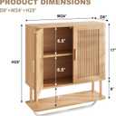 Bathroom Storage Cabinet with Towel Bar, Over the Toilet Storage Shelf, Medicine Cabinet with Adjustable Wood Shelf & Doors for Laundry Room & Kitchen & Living Room (Natural Oak)