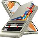 CENMASO for Google Pixel 9 Pro Case/Pixel 9 Case with Card Holder (4 Cards) & Sliding Camera Cover & KickstandRFID Blocking Full-Body Shockproof Wallet Phone Case for Pixel 9/9 Pro-Natural Titanium