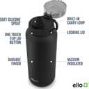 Ello Cooper 22oz Stainless Steel Water Bottle with Straw and Carry Handle, Double Walled and Vacuum Insulated Metal, Leak Proof Locking Lid with Soft Silicone Spout, Reusable, BPA Free, Black