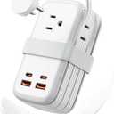 NTONPOWER GAN Ultra 65W USB Charging Station, 7 in 1 Travel Power Strip with 3 Outlets 4 USB (2 USB C), Extension Cord 4ft, Travel Essentials, Cruise Power Strip Compatible with MacBook, iPhone, White