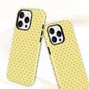 Magnetic Polka Dot Phone Case for iPhone 15 Pro Max, Compatible with MagSafe, Cute Yellow Polka Dots Aesthetic Soft TPU and Hard PC Shockproof Protective Phone Cover for Women Girls-Shiny