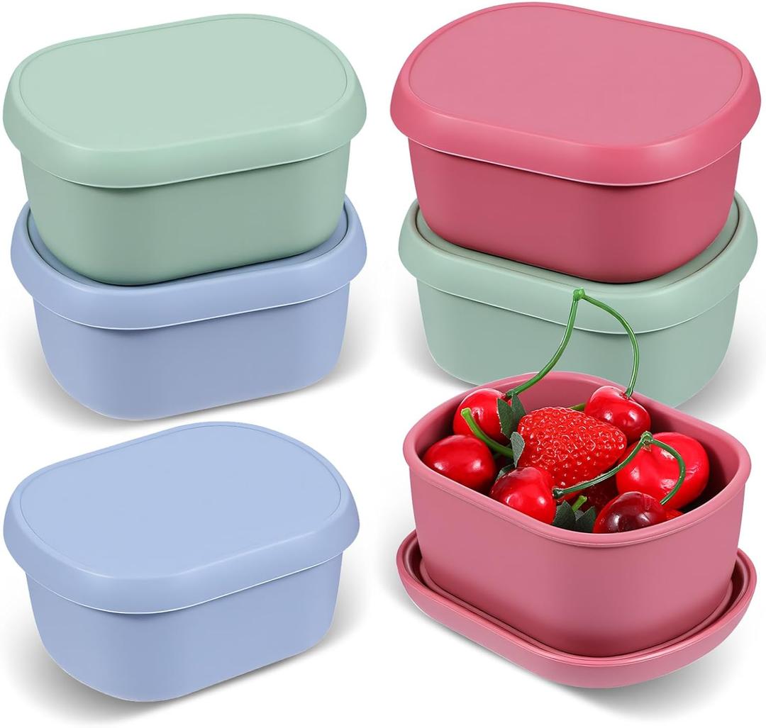 6 Pcs 10 oz Silicone Snack Containers Reusable Food Storage Containers with Lids Stackable Lunch Box Containers, BPA Free, for Lunch, Travel