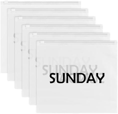 6pcs Travel Luggage Organizer Bags Frosted Clothes Packaging Bags Travel Organizer Pouches Packing Organizers Days of Week Travel Pouches for Home Storage and organizing Bags(Sunday, 10.6 x 9.3inch)