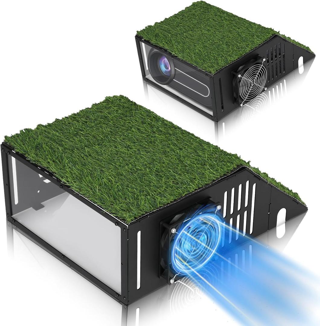 Golf Simulator Projector Cover, Floor-Mounted Projector Enclosure with Cooling Fan and Turf Cover, Durable Protection for Your Golf Simulation, Easy installation