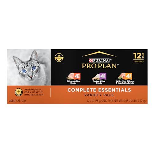 Purina Pro Plan Gravy, High Protein Wet Cat Food Variety Pack, Complete Essentials Chicken and Turkey Favorites - (Pack of 12) 3 oz. Cans