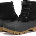 STQ Duck Boots for Women Waterproof Winter Boots Quilted Snow Boots (9, All Black)