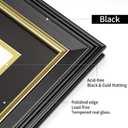 Double Diploma Frame 14x20, Display Two 8.5x11 Degree, Certificates, Documents, Tempered Glass with Acid-Free Black over Gold Mat, Dual Diploma Frame for Graduation, Black with Gold Trim