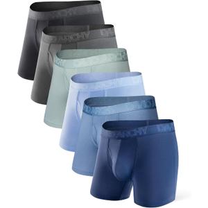 DAVID ARCHY Mens Underwear Boxer Briefs Breathable Soft Moisture-Wicking with Fly Underwear for Men Multipack (A8, 5.5'', Multicolor, 6 Pack)