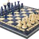 Chess and Games Shop Muba Beautiful Handcrafted Wooden Chess Set with Wooden Board and Handcrafted Chess Pieces - Gift idea Products (12.5'' (32 cm) Blue)