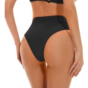 Kepblom Women's High Waisted Bikini Bottom - High Cut Cheeky Rave Bottoms for Beach, Swimming Pool,Rave Festivals, Small