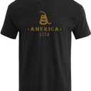 H HYFOL Men's Graphic T-Shirts USA Flag Cotton Short Sleeve American Patriotic Crewneck Casual Regular Tee Shirts (Black, M)