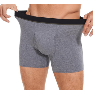 PurityLock Men's Washable Incontinence Boxer Briefs, Cotton Urinary Incontinence Underwear with Fly, Reusable Leakproof Underwear for Men, Front & Rear Protection 120ml Absorbency (1 Pack, XL, Gray)
