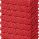Homaxy 100% Cotton Waffle Weave Kitchen Dish Towels, Ultra Soft Absorbent Quick Drying Cleaning Towel, 13 x 28 Inches, 8-Pack, Brick Red