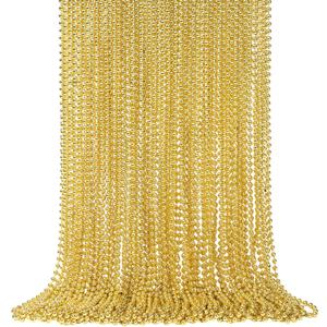 2 x 48 Pack 33 Inch Gold Mardi Gras Plastic Beads Necklaces - Party Favors for Parade Throws, Festival Decorations, Wedding, Birthday Celebrations & Costume Dress Up