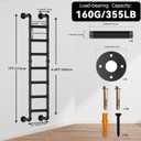 Black 6-Step Wall Mounted Steel Ladder, 6FT Egress Window Well Loft Ladder for Bunk Bed, Camper, RV – Wall/Floor-Mounted Indoor Climb for Basement, Loft, Dorm, Small Spaces