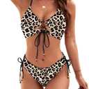 Blooming Jelly Women's Bikini Sets Two Piece Swimsuit 2026 Curvy Cutout String Bathing Suit (Large, Leopard)