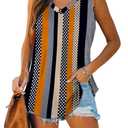 XIEERDUO Tank Tops for Women 2024 Fashion Loose Basic Sleeveless Flowy Floral Shirts, M, 01-khaki Stripe