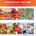 QUOKKA Puzzles for Kids Ages 4-6 4 x 48 Pieces Jigsaw Puzzles for Toddlers 2-4 Children's Game Ages 3-5 for Learning Farm Animals Educational Preschool Toy for Boys and Girls 4-8 Years Old