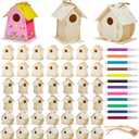 21 Sets DIY Birdhouse Kit to Build and Paint, Include Unfinished Wooden Bird House, Strips and Colorful Painting Pens for Fun Craft Activity Creative DIY Art Project