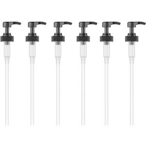 Gallon Pump Dispenser for Glass Jugs or Plastic Bottles - Compatible with Listerine Pump 1-1.5L Bottle Heavy-Duty Commercial Grade for Syrup, Soap, Condiments, Detergent - Pack of 6 Black Pumps
